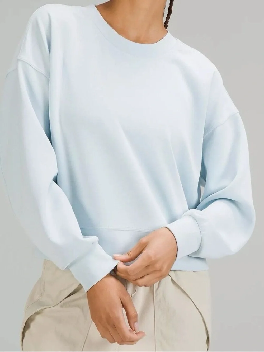 Lululemon Softstreme Perfectly Oversized Cropped Crew Sheer Blue Size 18/20 XXL